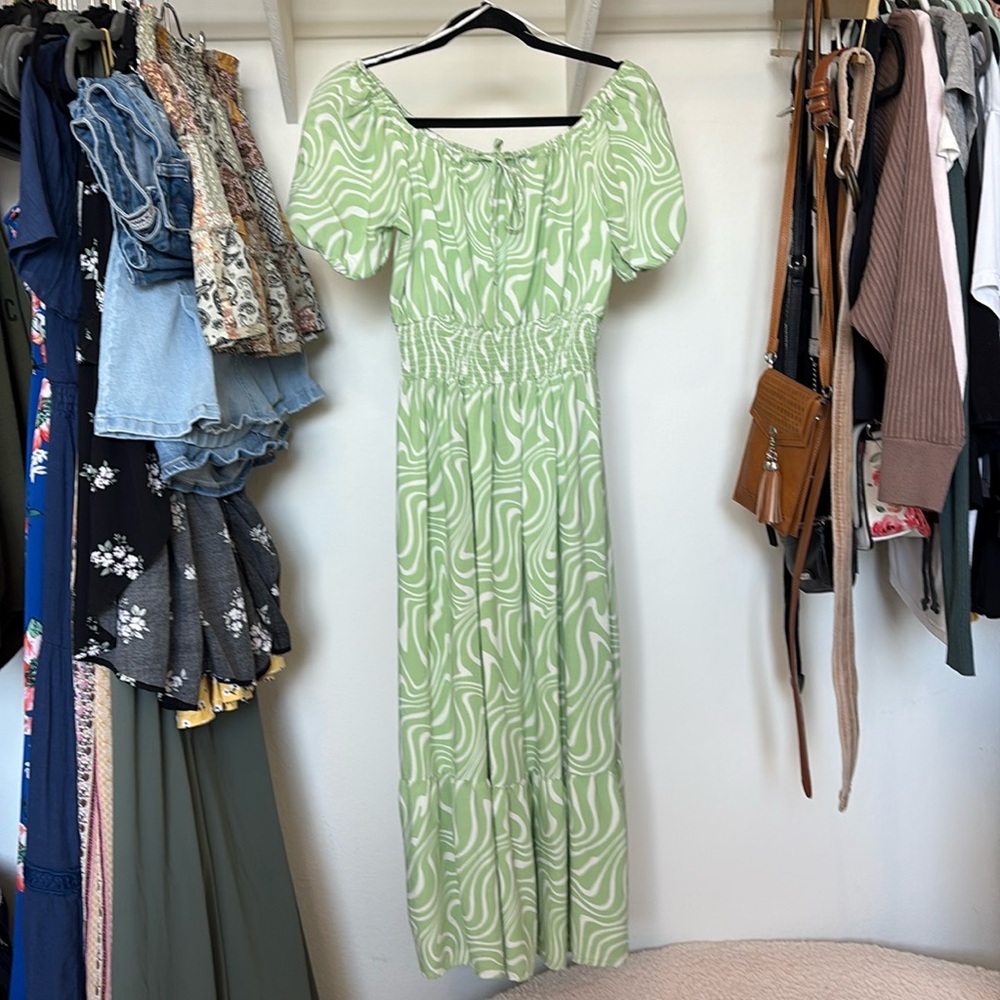 Green Off-Shoulder Dress